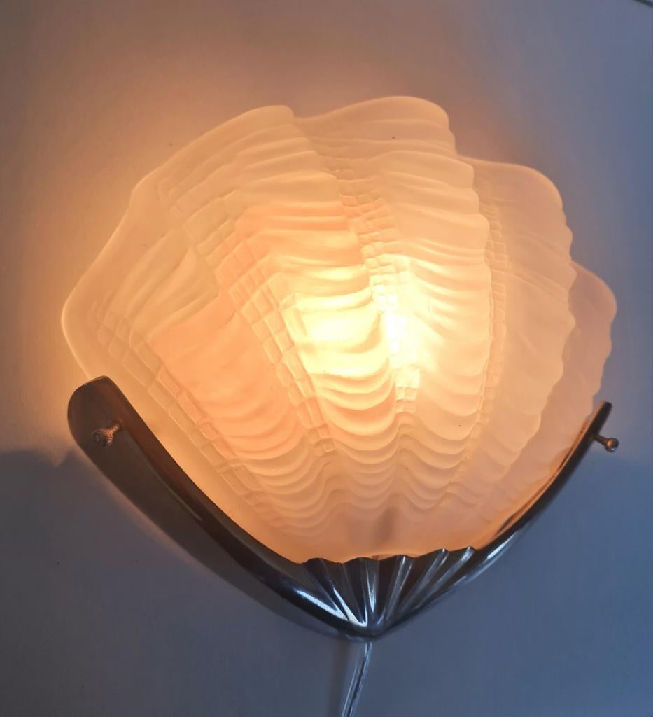 Art Deco Schelp Wandlamp - Vintage Design schelplamp, Antiek en Kunst, Ophalen of Verzenden