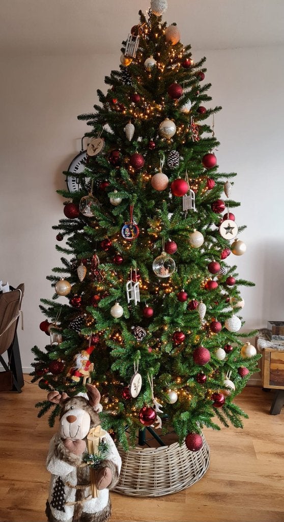 Kunst kerstboom incl. mand en opbergboxen (+GRATIS ballen), Ophalen, Gebruikt