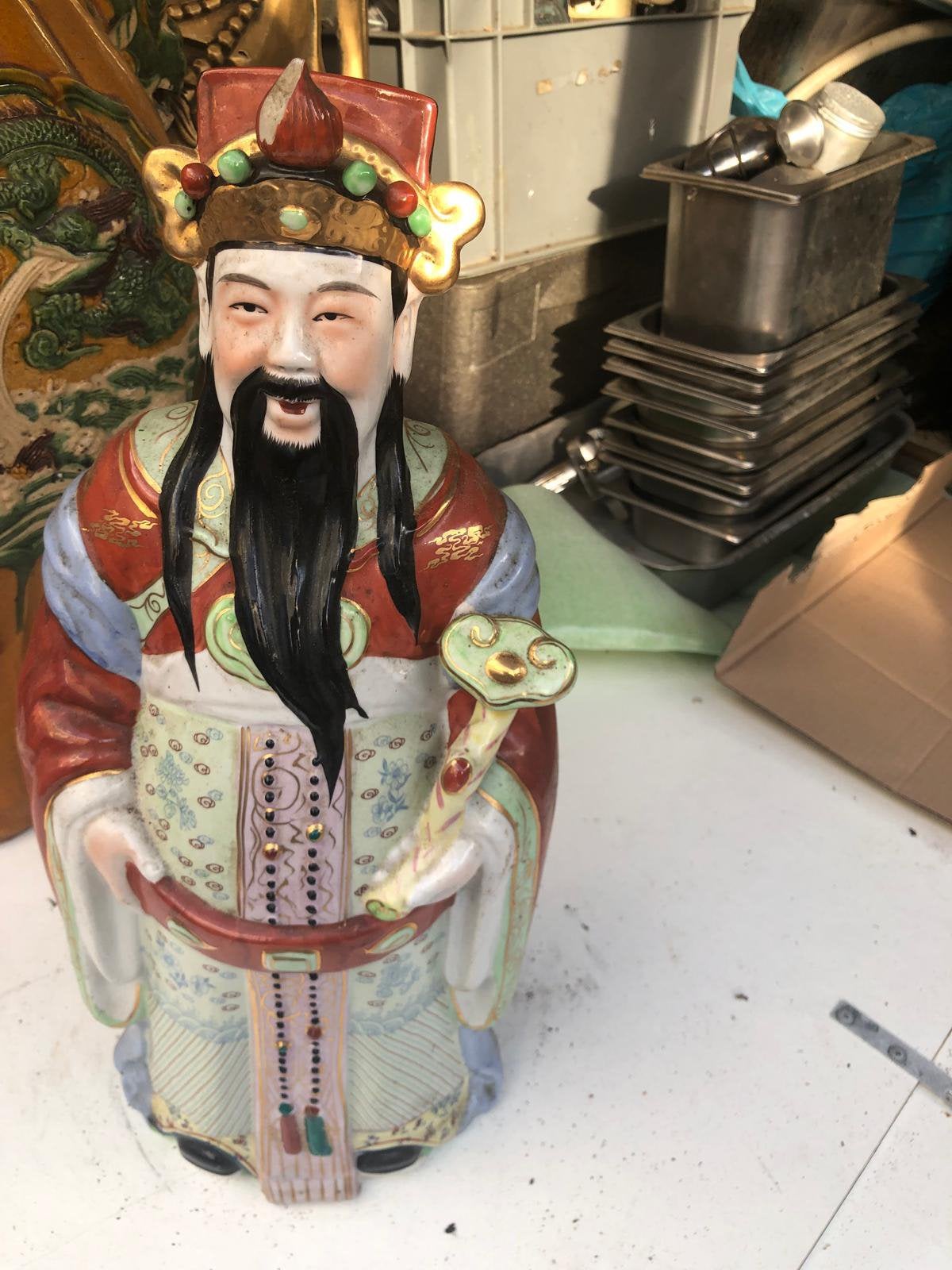 Chinees mandarijn beeld 50 cm – Oosterse decoratie, Ophalen, Zo goed als nieuw, 1:50 of kleiner