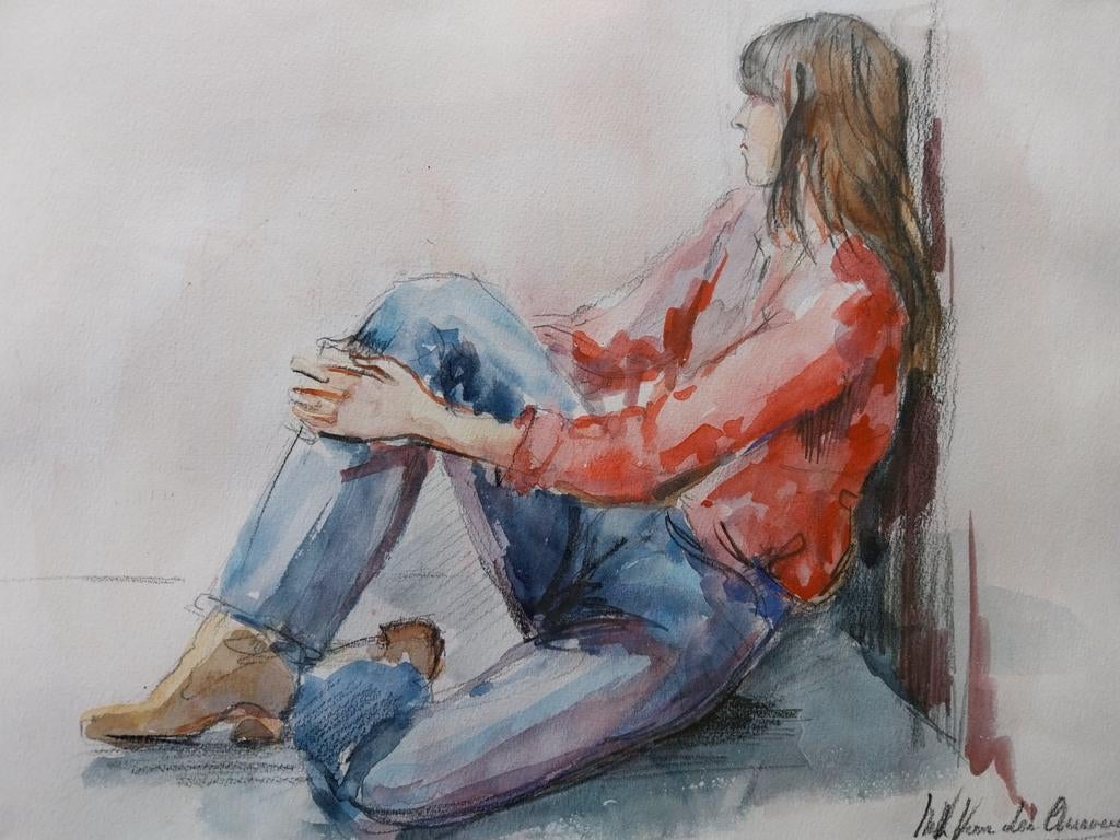 Meisje tegen de muur van Will v d Claessens Zeer mooi werk., Antiek en Kunst, Ophalen of Verzenden