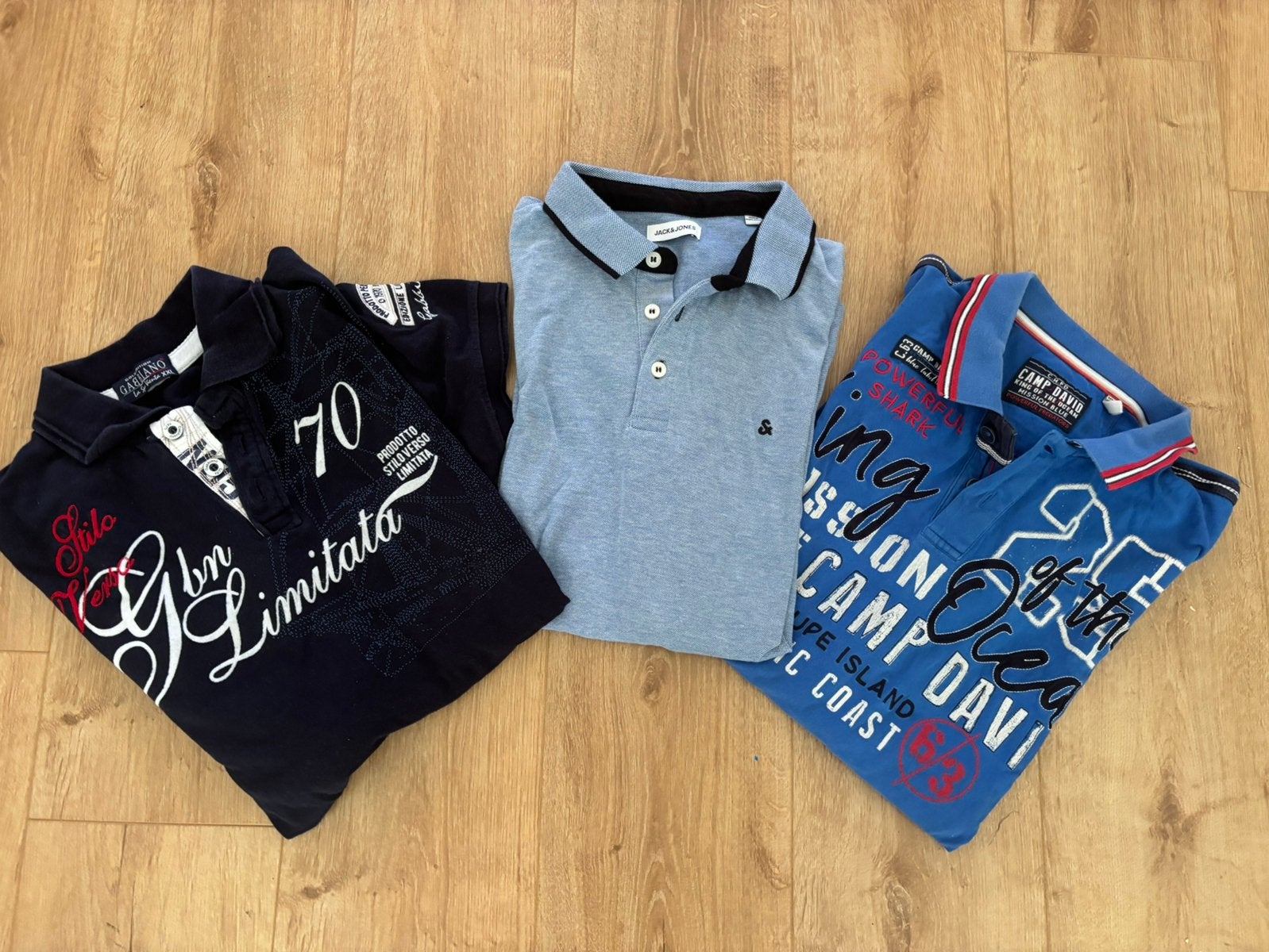 3 merk heren polo’s XXL camp david, Gabbiano & jack&jones, Ophalen of Verzenden, Zo goed als nieuw, Overige maten, Blauw