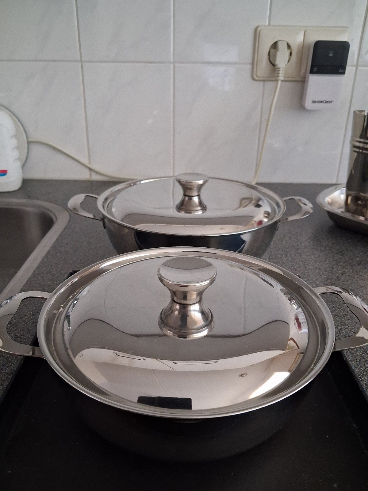 ALFRA/ALESSI DEKSCHALEN MÉT DEKSEL cl 135 en cl 85 z.g.a.n., Overige typen, Zilver, Ophalen of Verzenden, Zo goed als nieuw