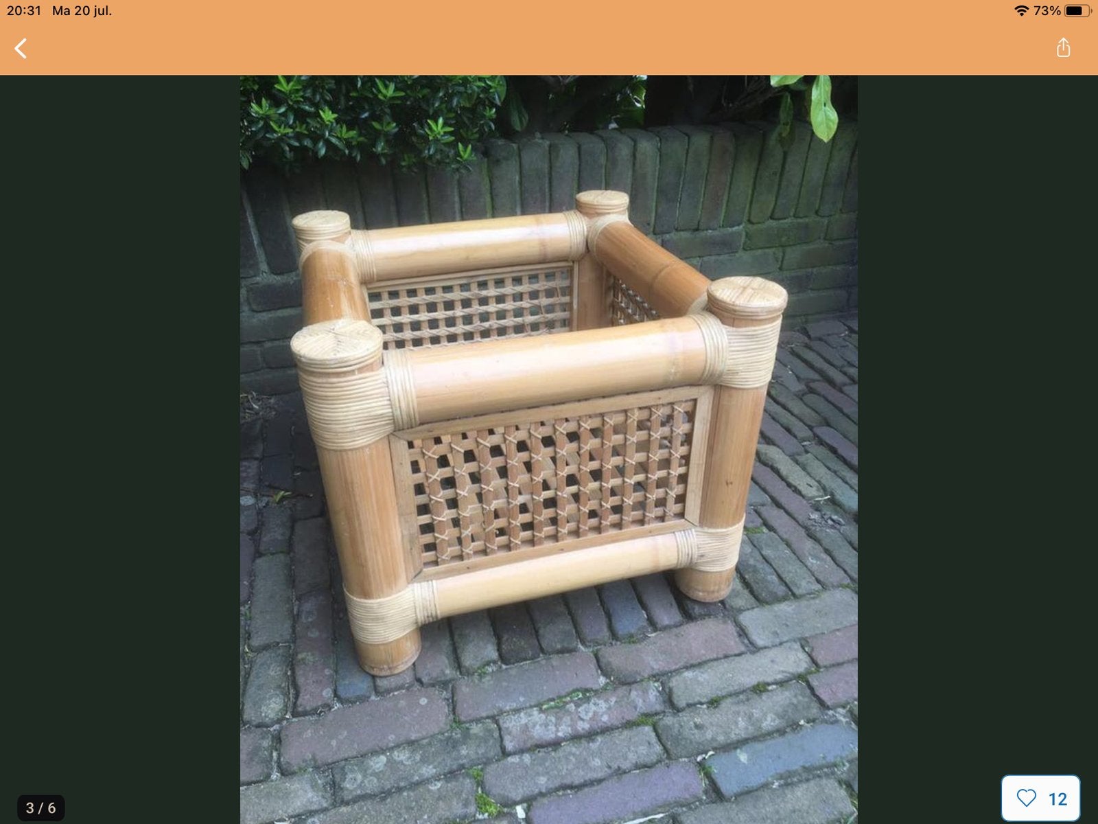 Vintage Plantenbak, bamboe. Jaren 70, Ophalen of Verzenden, Zo goed als nieuw, Rond, Hout