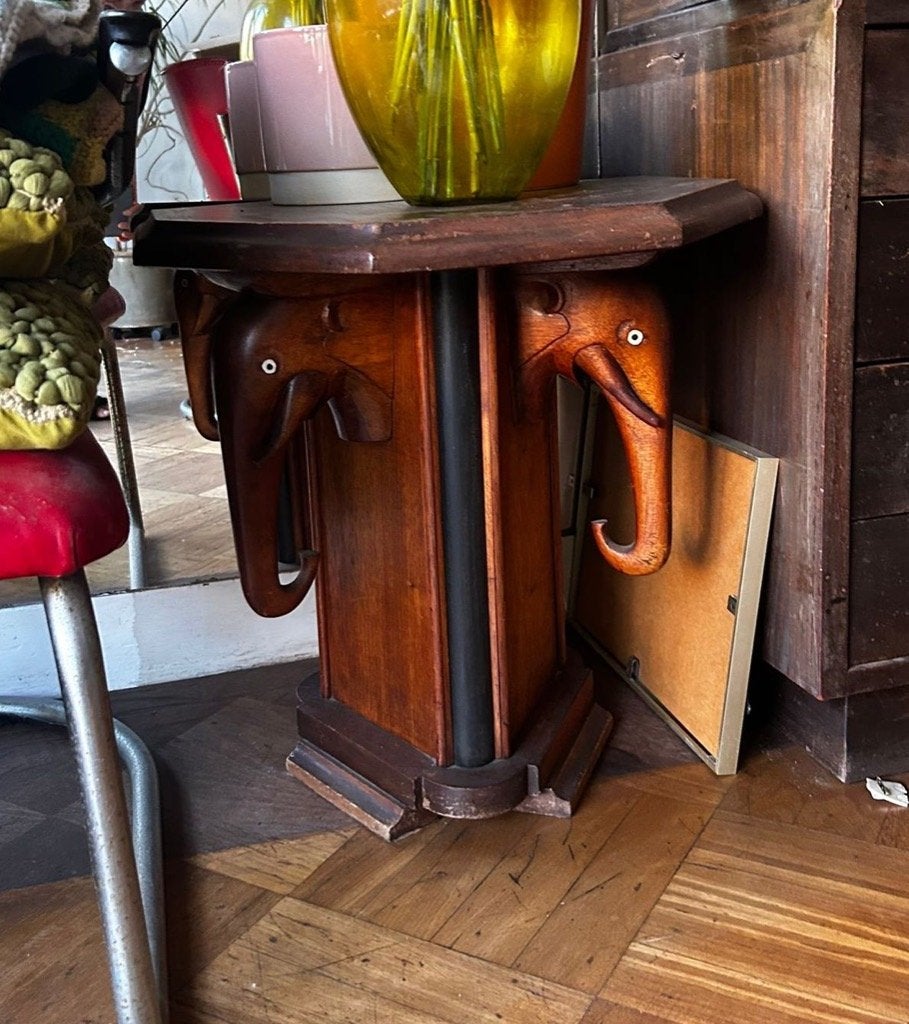 Uniek Olifanten Tafeltje - massief Mahoniehout, Minder dan 55 cm, Gebruikt, Hout, Ophalen