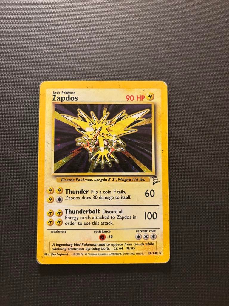 Zapdos Pokémon Kaart - Base Set 20/130, Ophalen of Verzenden, Zo goed als nieuw, Losse kaart