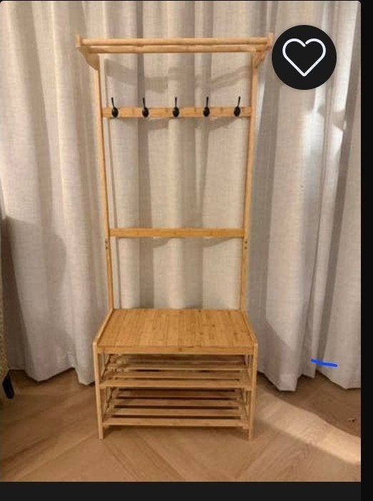 Kledingrek Torinio beige bamboe - 70 x 168 x 35 cm, Ophalen