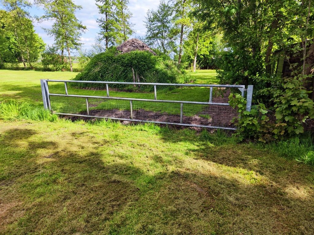 Landhek 5 meter lang, 1.2 meter hoog, Tuin en Terras, Tuinhekken en Hekwerk, Gebruikt, Tuinhek, IJzer, Met poort, Ophalen