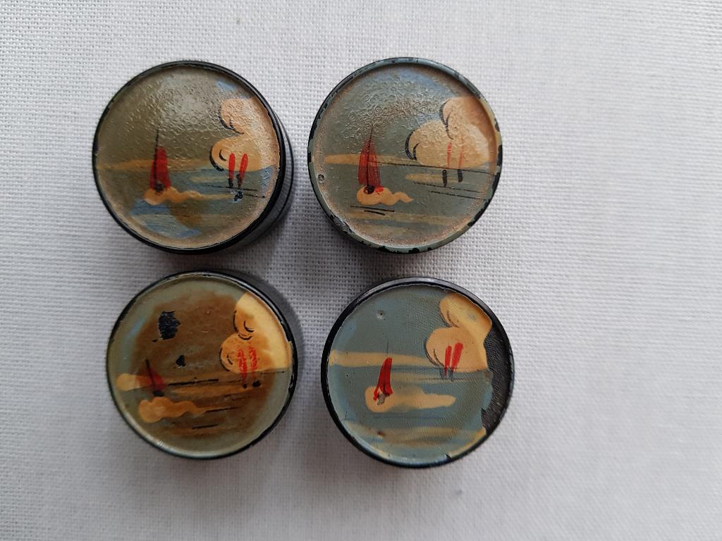 4 zeldzaam artdeco Aziade Paris 1925 minipot parfum bakeliet, Antiek en Kunst, Verzenden