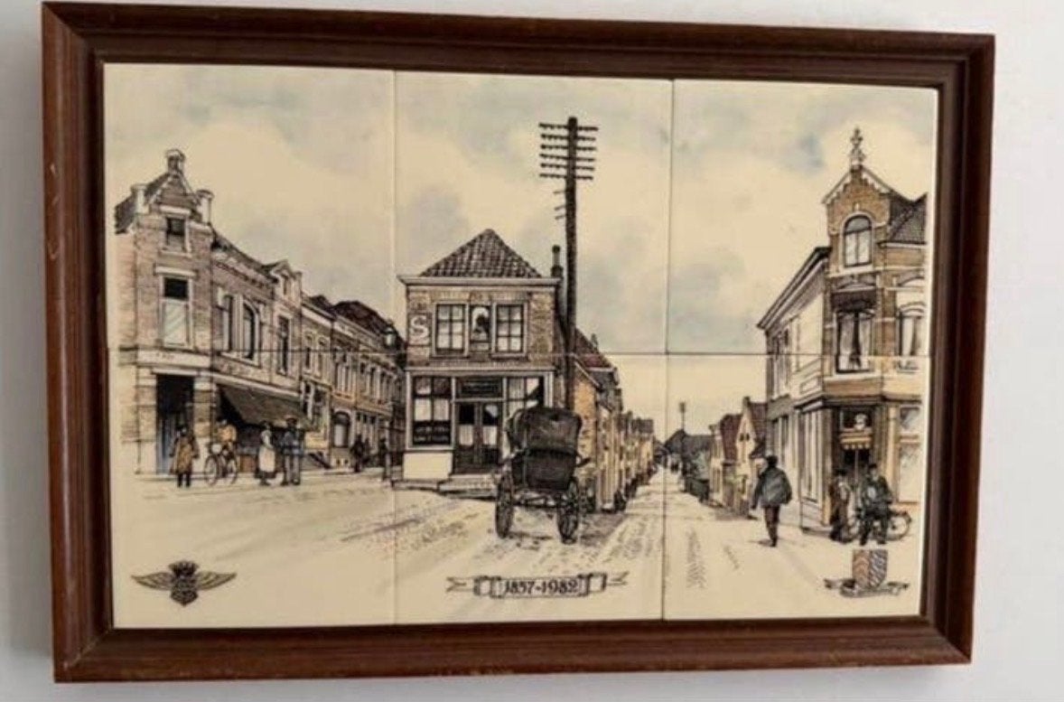 Vintage Tegeltableau Oud-Beijerland 1837-1989 Koni, Ophalen of Verzenden