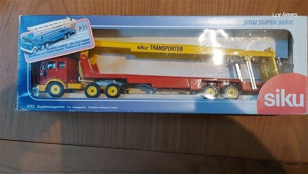 Siku 3112 Mercedes autotransport rood-geel, Ophalen of Verzenden, Zo goed als nieuw, Bus of Vrachtwagen, SIKU