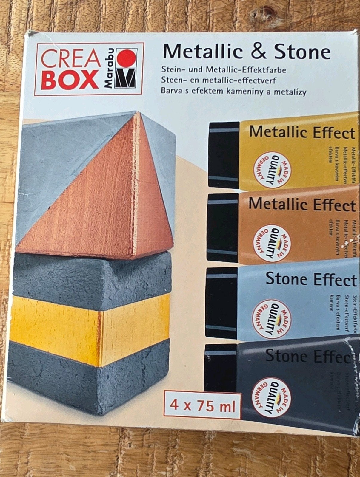 Marabu CREABOX Metallic & Stone Effect Verfset (4x75ml), Hobby en Vrije tijd, Schilderen, Ophalen of Verzenden, Nieuw