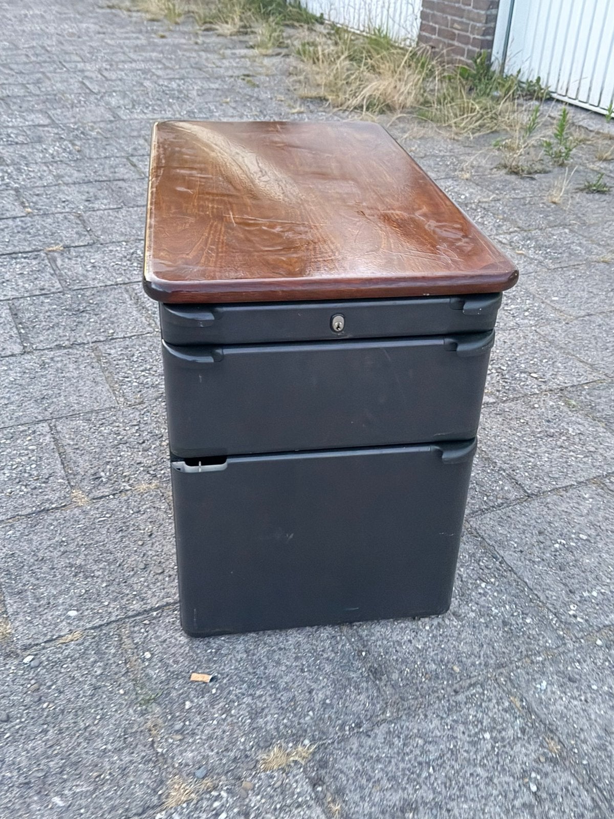 Ladeblok kast met houten blad | kantoor garage gereedschap, Ophalen of Verzenden, Gebruikt, 25 tot 50 cm, Minder dan 100 cm