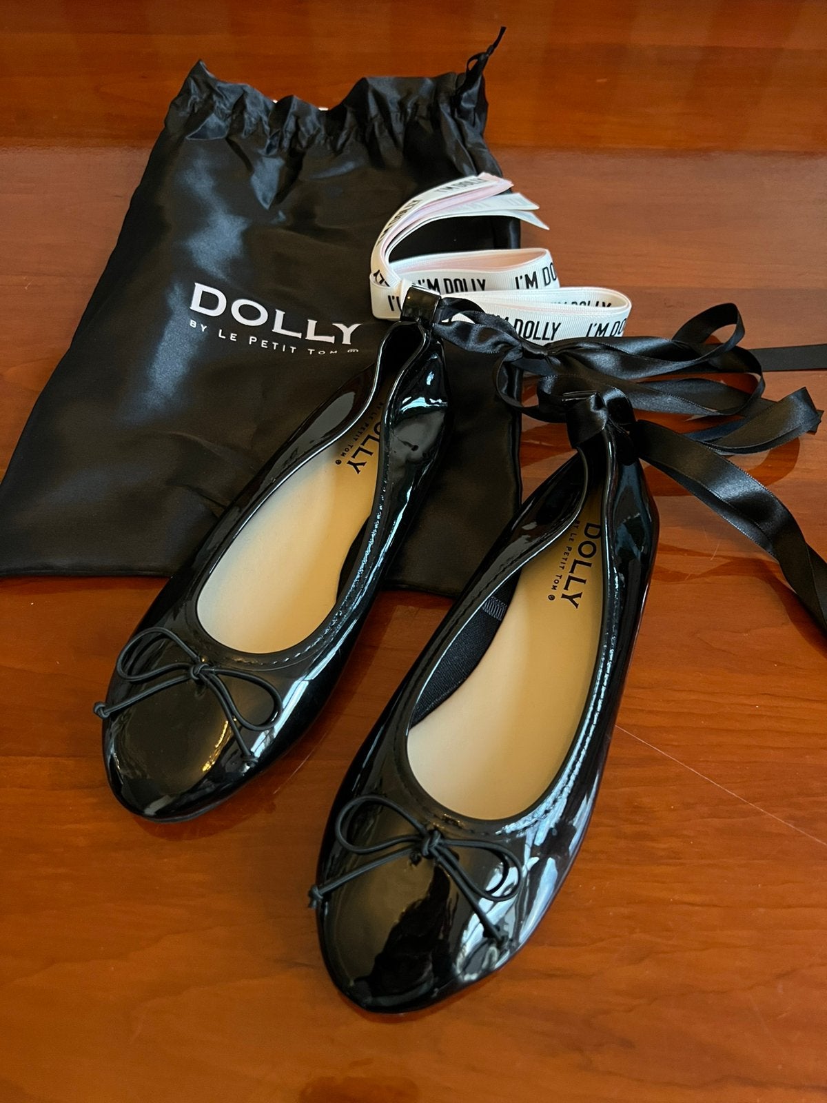 NIEUWE ballerina’s DOLLY by Le Petit Tom - maat 37 zwart lak, Zwart, Nieuw, Ballerina's, Ophalen of Verzenden