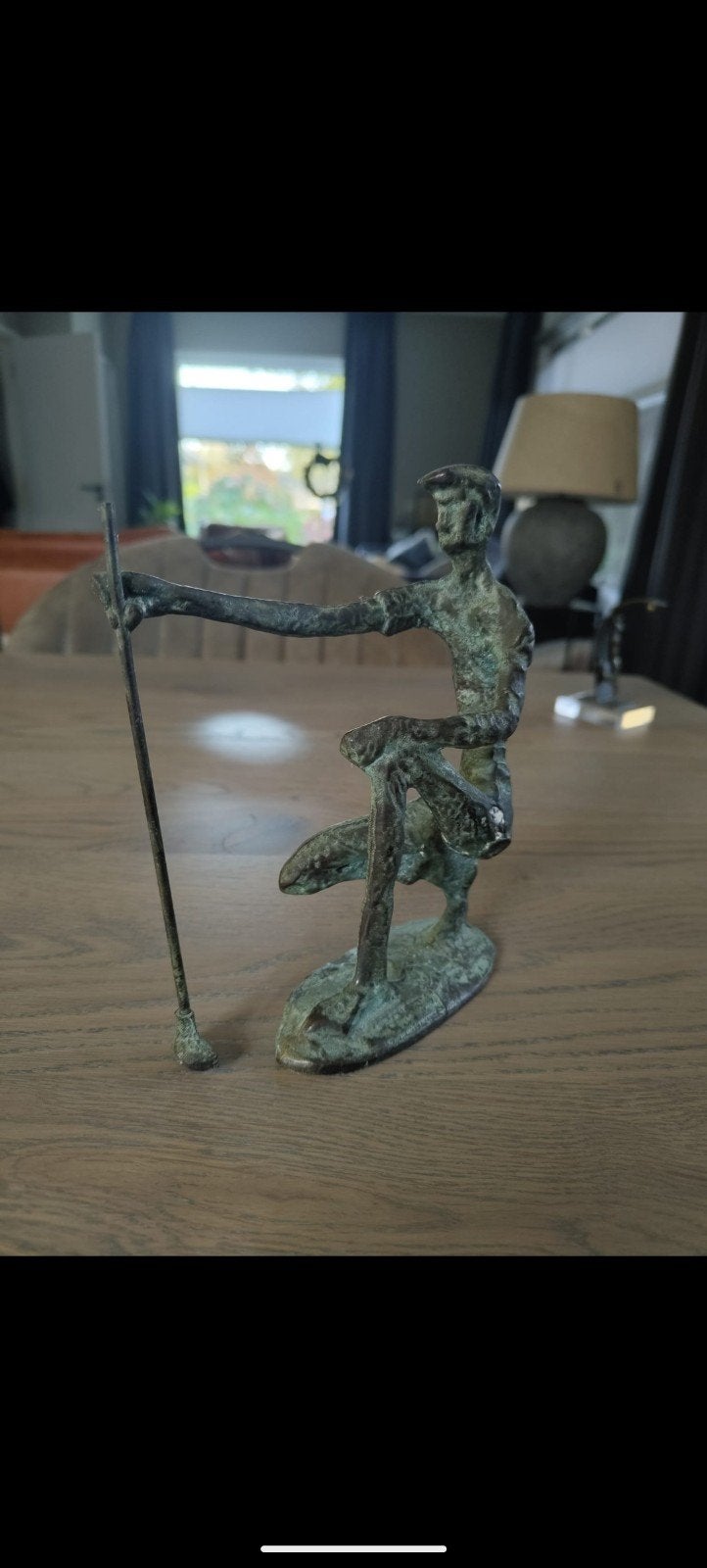 Brutalistisch bronzen beeld van een golfer, Antiek en Kunst, Kunst | Beelden en Houtsnijwerken, Brutalistisch, Ophalen of Verzenden