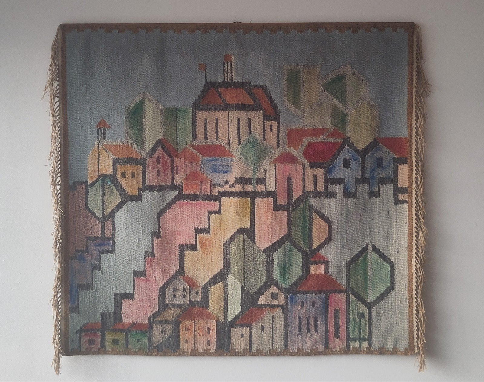 Vntage Pools wandkleed Maria Janowska kleed wanddecoratie, 107 cm, Gebruikt, ., Meerkleurig