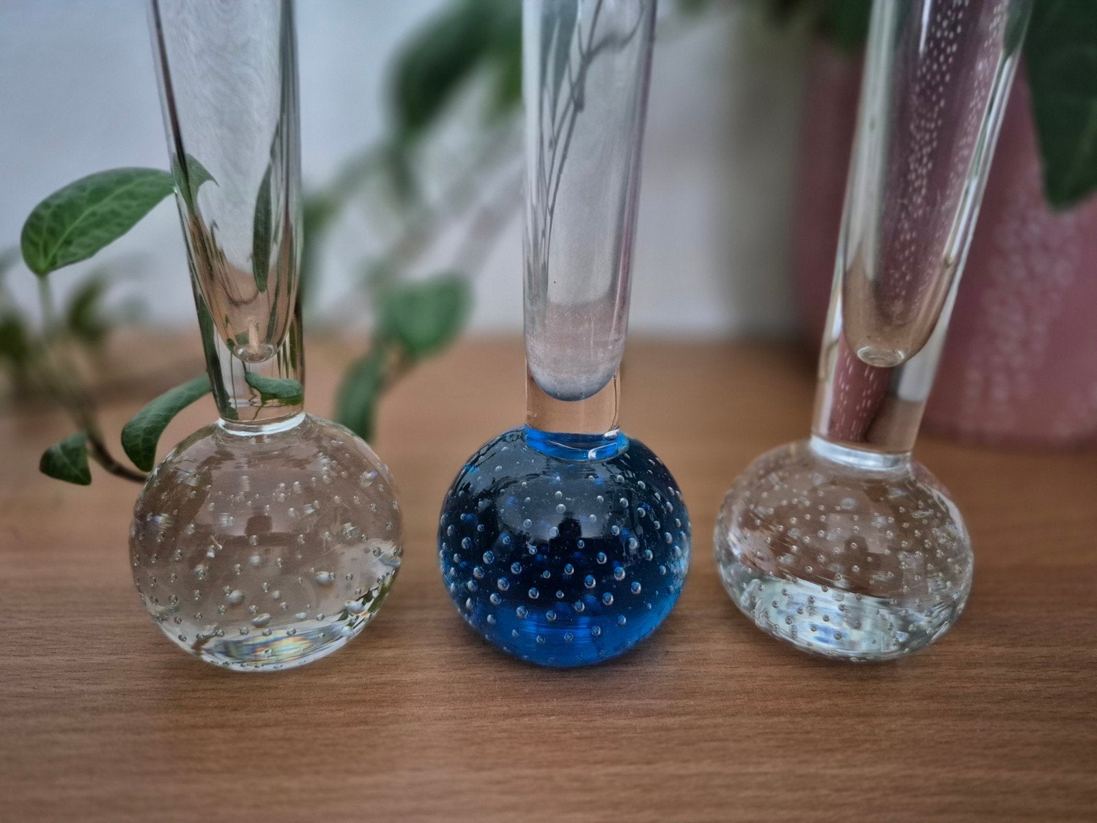 Set van 3 vintage Leerdam glas spijker solifleur vaasjes, Ophalen of Verzenden