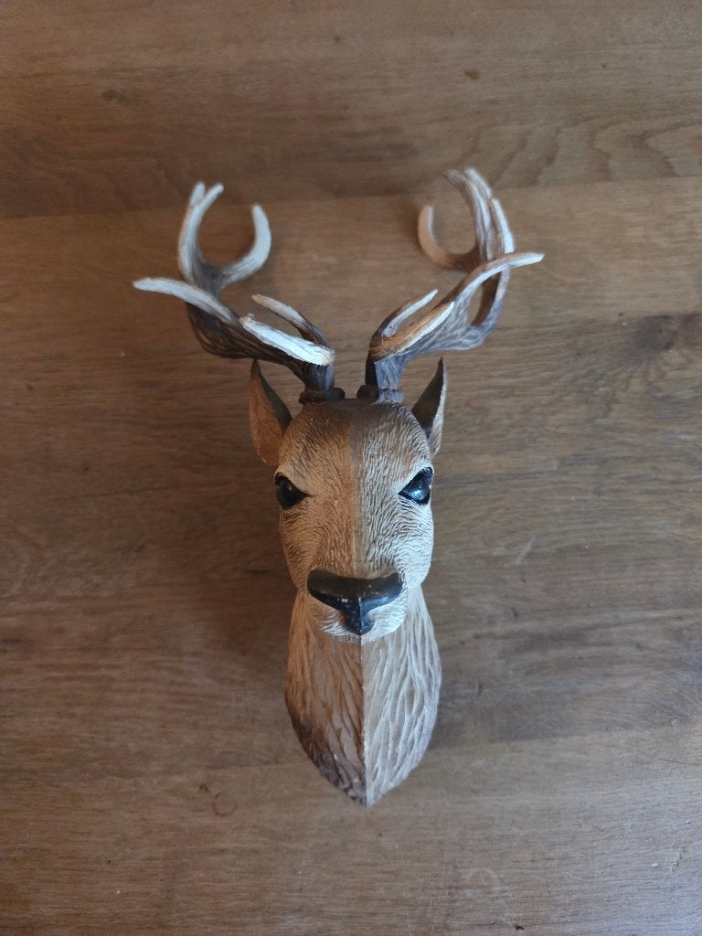 Hertenkop handgemaakt - (jachttrofee stijl) - Edelhert, Ophalen of Verzenden, Zo goed als nieuw, Hert, Beeldje of Figuurtje