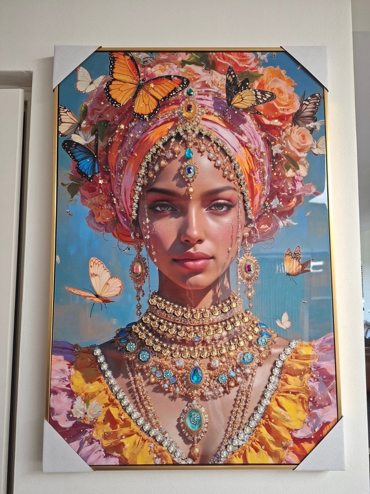 Prachtig 3D Schilderij met Indiase Vrouw en Sieraden, Ophalen