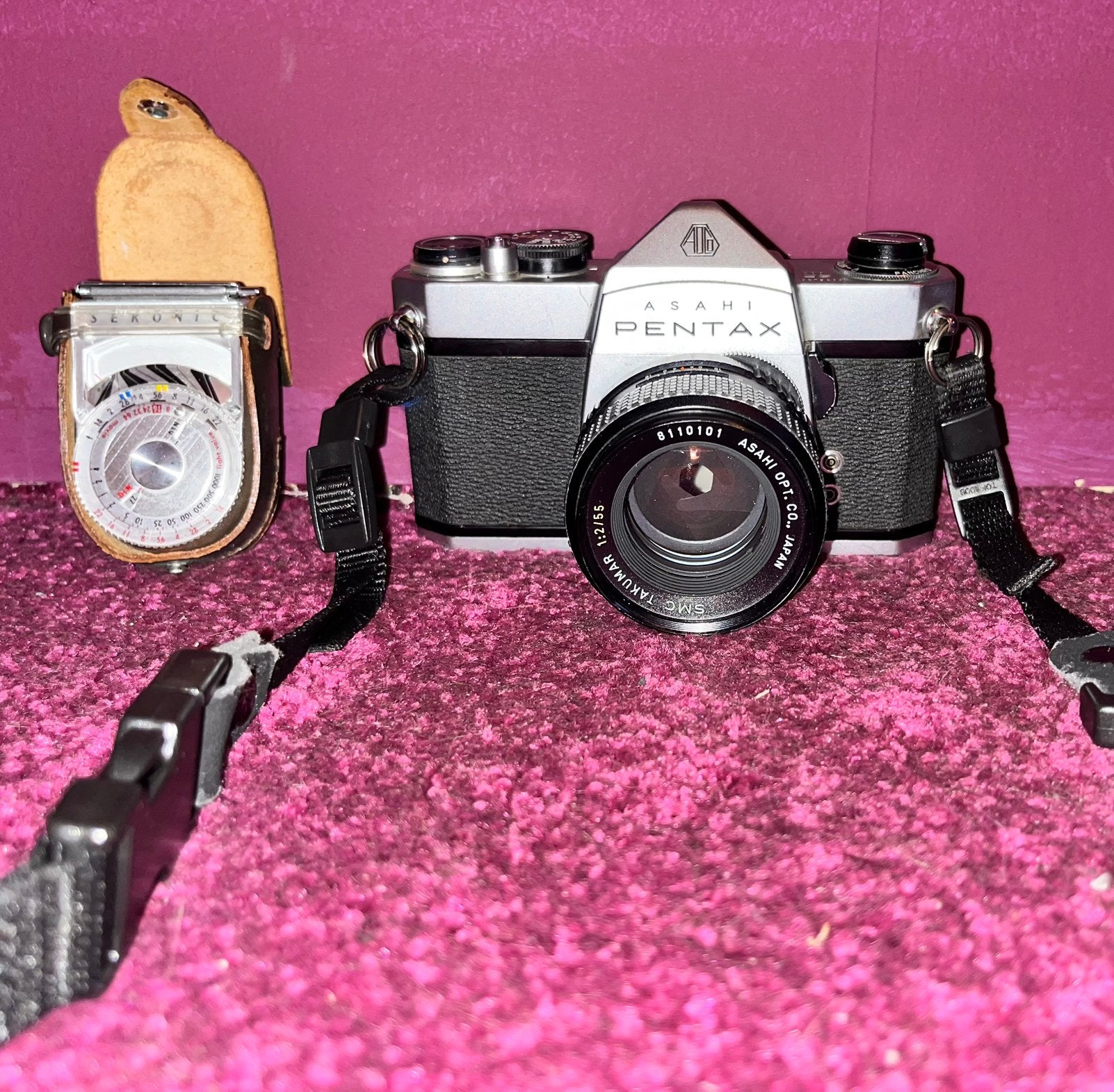 Asahi Pentax SP 1000 + SMC Takumar Lens & Sekonic Lichtmeter, Ophalen of Verzenden, Zo goed als nieuw, Spiegelreflex, Pentax