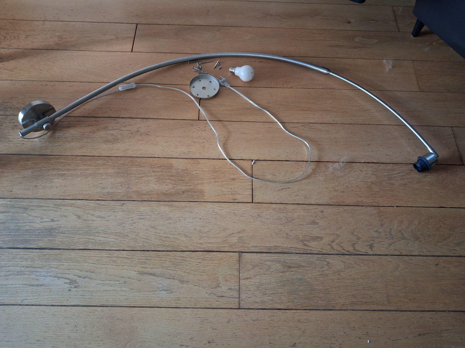 Wand Booglamp - Geborsteld Metaal, Ophalen, 100 tot 150 cm, Zo goed als nieuw, Metaal