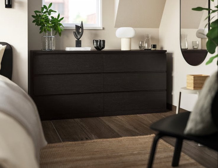 IKEA MALM ladekast met 6 laden, zwartbruin, 160x78 cm, Huis en Inrichting, Kasten | Ladekasten, Ophalen, 5 laden of meer, 150 tot 200 cm