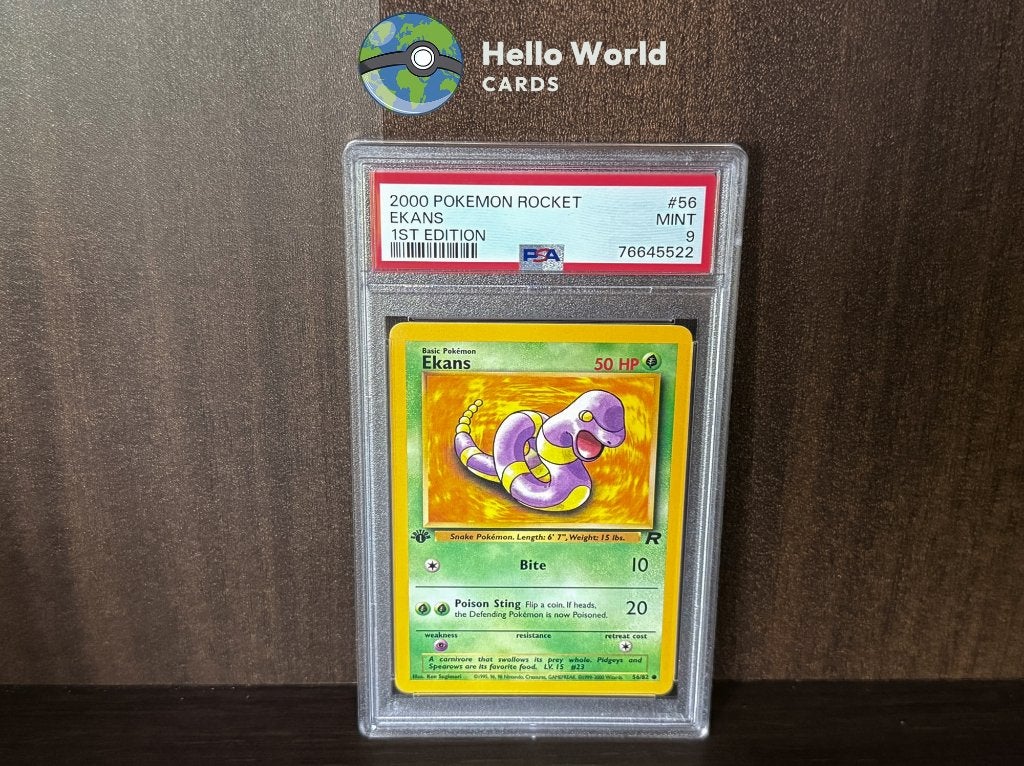 Ekans 1st Edition 56/82 - PSA 9 - Team Rocket 2000, Ophalen of Verzenden, Zo goed als nieuw, Losse kaart