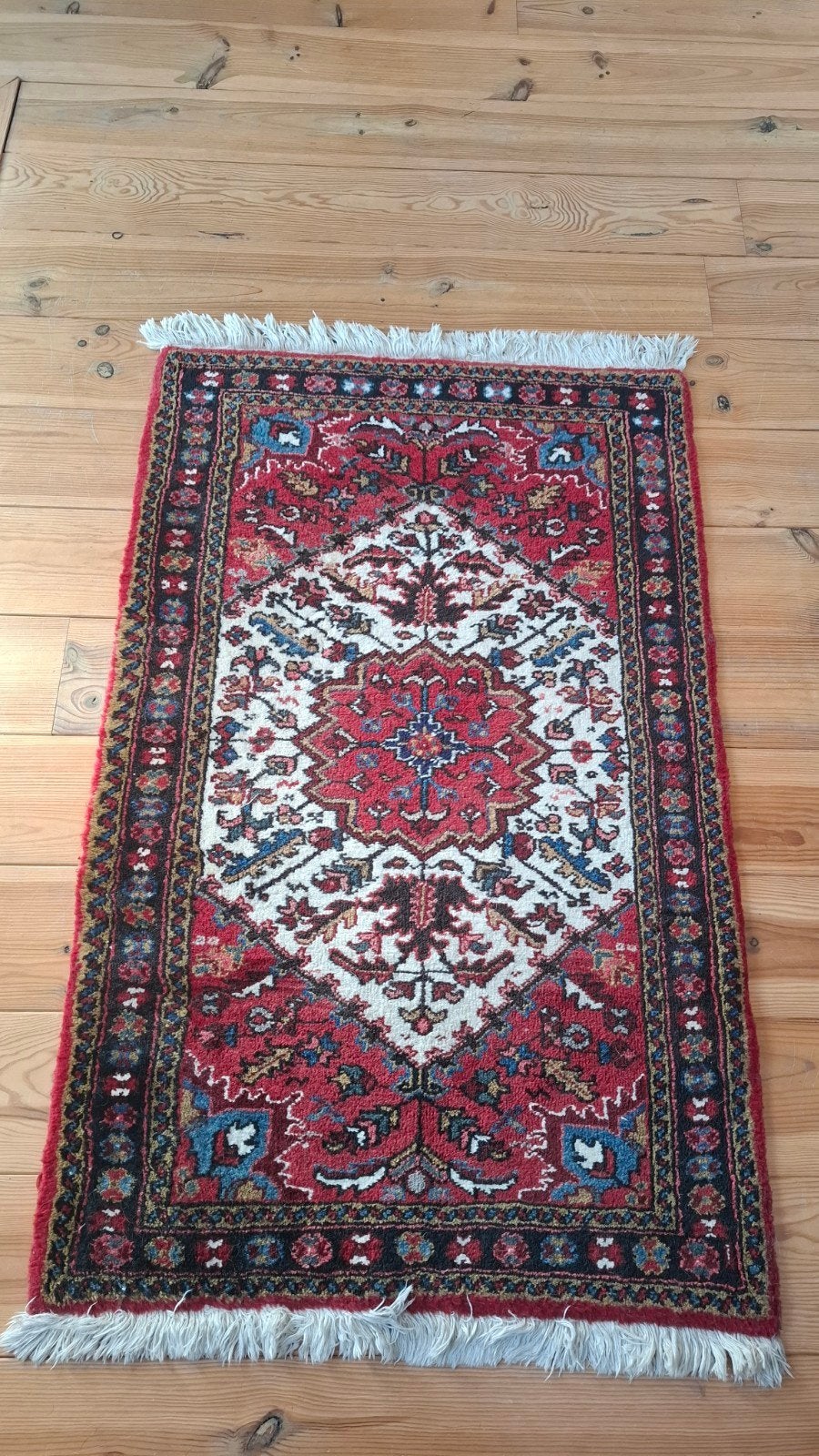 Handgeknoopt Perzisch Heriz wollen warm tapijt 160x90, Ophalen, Blauw, 50 tot 100 cm, Zo goed als nieuw