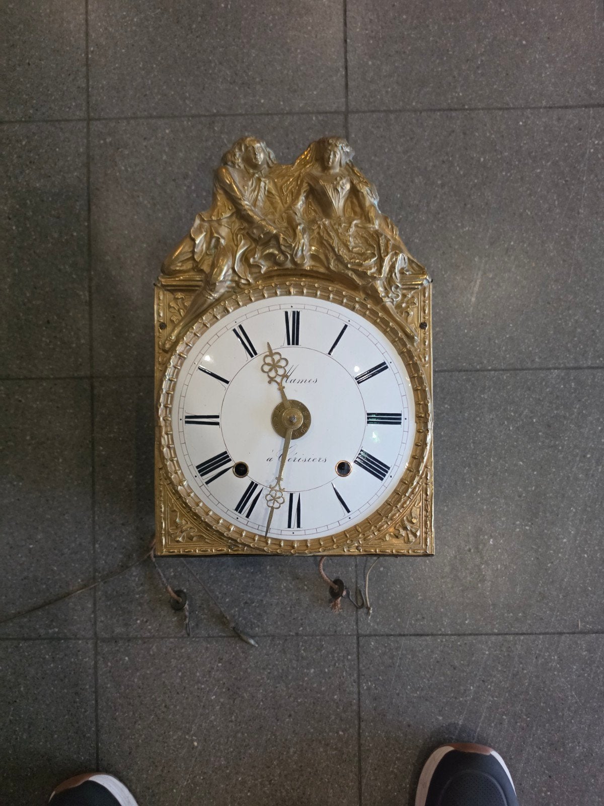 Antieke Franse bronzen pendule met vergulde ornamenten, Antiek en Kunst, Ophalen