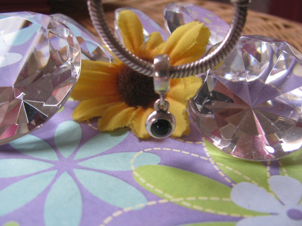 Pandora bedel 790537O = DANGLE drop # druppel + ONIX # ONYX, Pandora, Ophalen of Verzenden, Zo goed als nieuw, 1 bedel