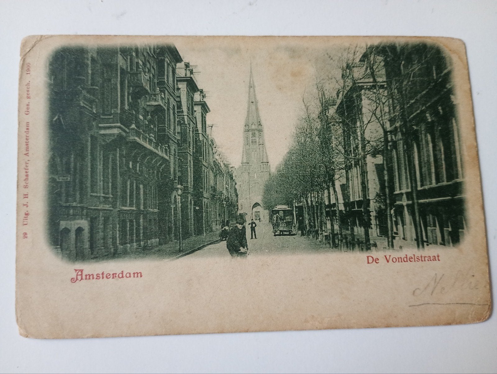 Amsterdam Vondelstraat met Paardentram en Vondelkerk 1901, Verzamelen, Ansichtkaarten | Nederland, Ophalen of Verzenden, Voor 1920