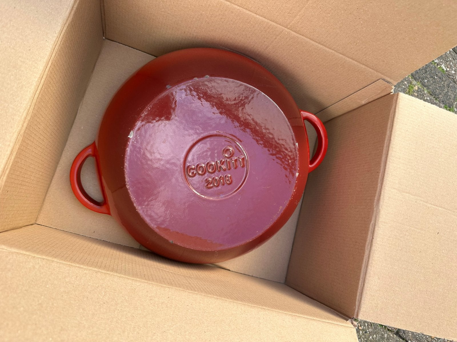 Cookitt Gietijzeren Braadpan - Rood, Met deksel, Ophalen of Verzenden, Zo goed als nieuw, Overige merken
