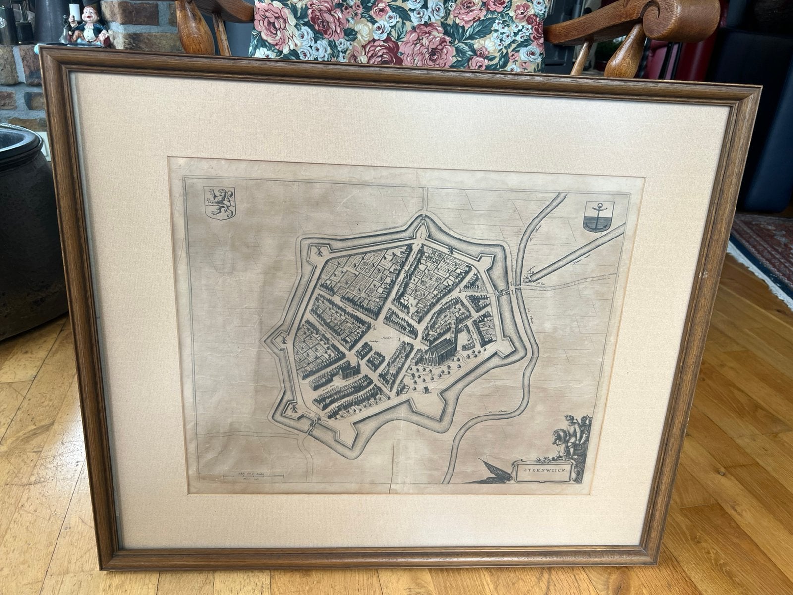 Antieke Kaart Stadsplattegrond STEENWIJK Lijst J. Blaeu 1649, Ophalen, 1600 - 1699, Gravure, Ingelijst