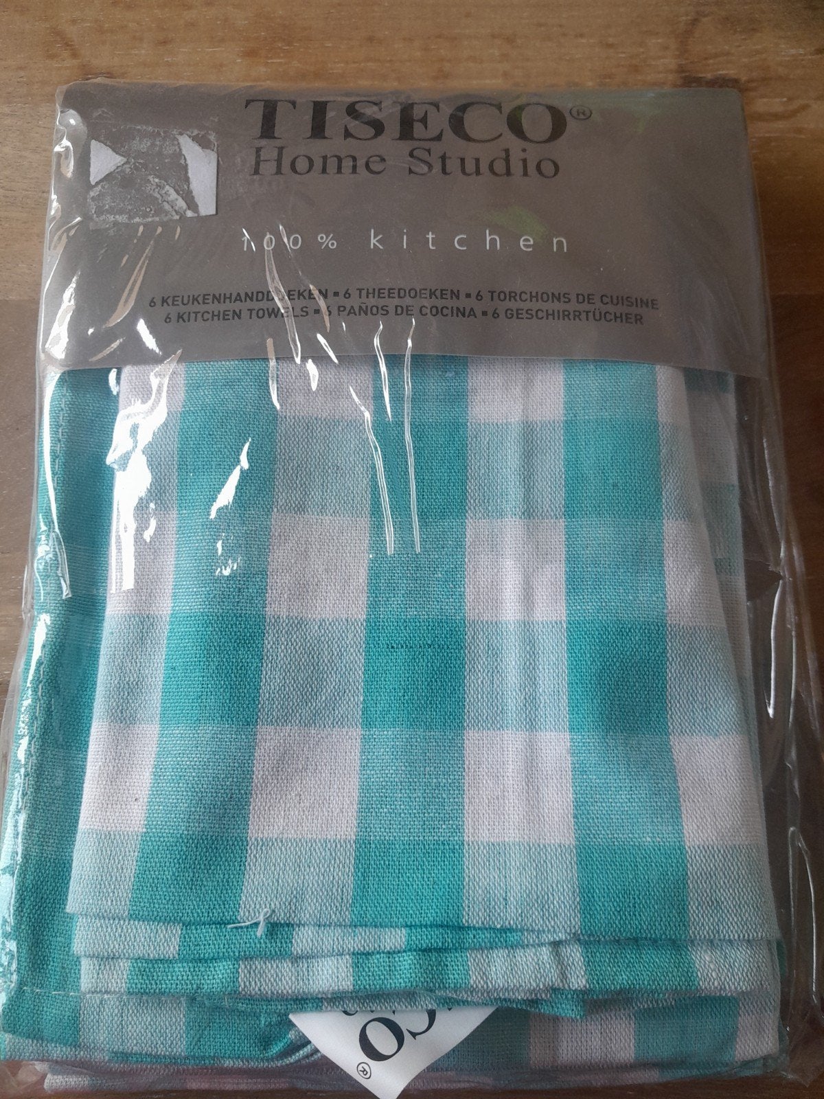 Nieuwe theedoeken set - 6 stuks, turquoise geruit, Katoen, Nieuw, Meerkleurig, Overige merken