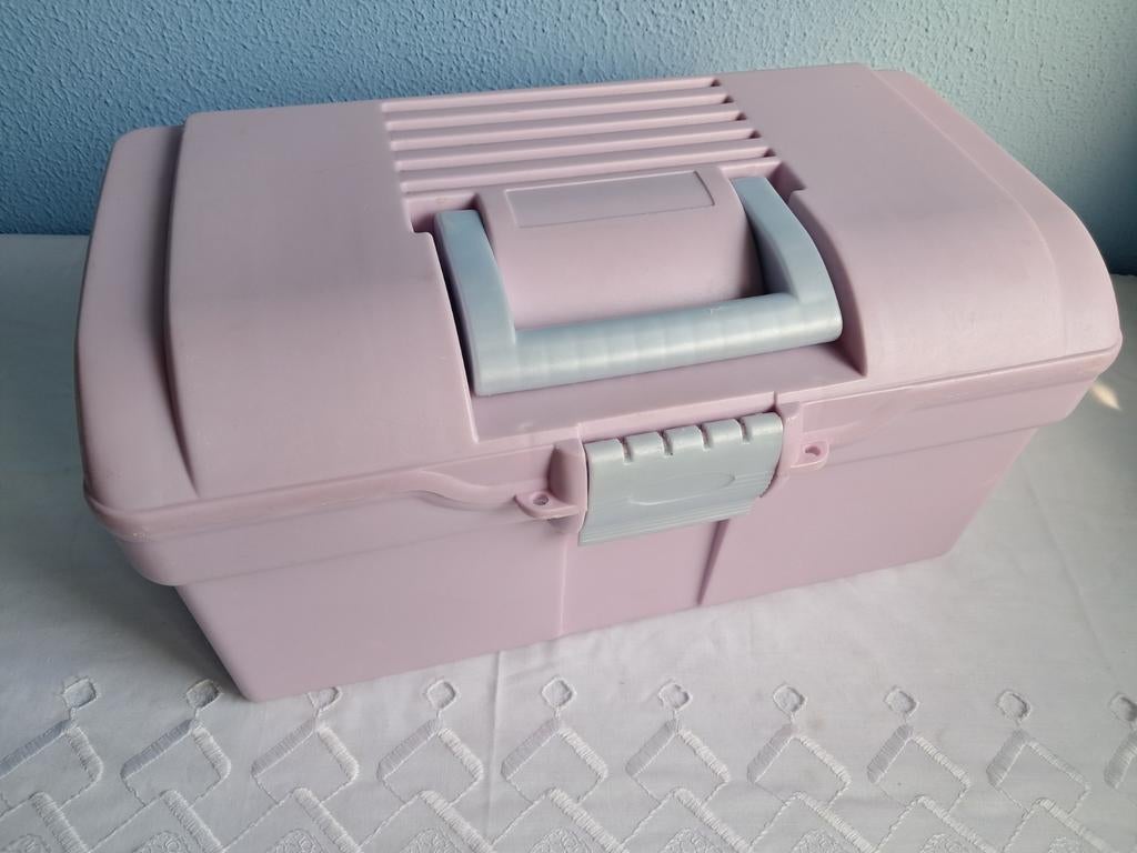 Roze knutselkist, poetskoffer of make-up koffer., Ophalen of Verzenden