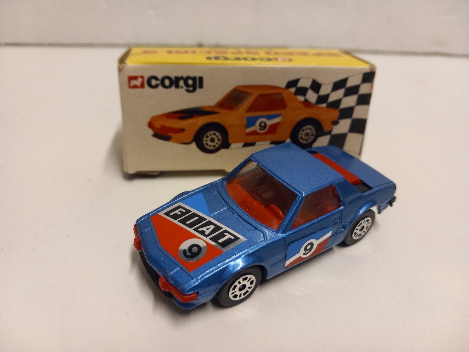 old Corgi Toys junior Fiat X1/9 blauw boxed 3INCH, Ophalen of Verzenden, Zo goed als nieuw, Auto