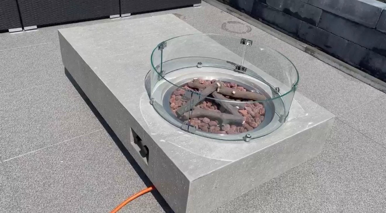 Tuinhaard op gas met gasfles cover en glasrand, Tuin en Terras, Ophalen, Zo goed als nieuw