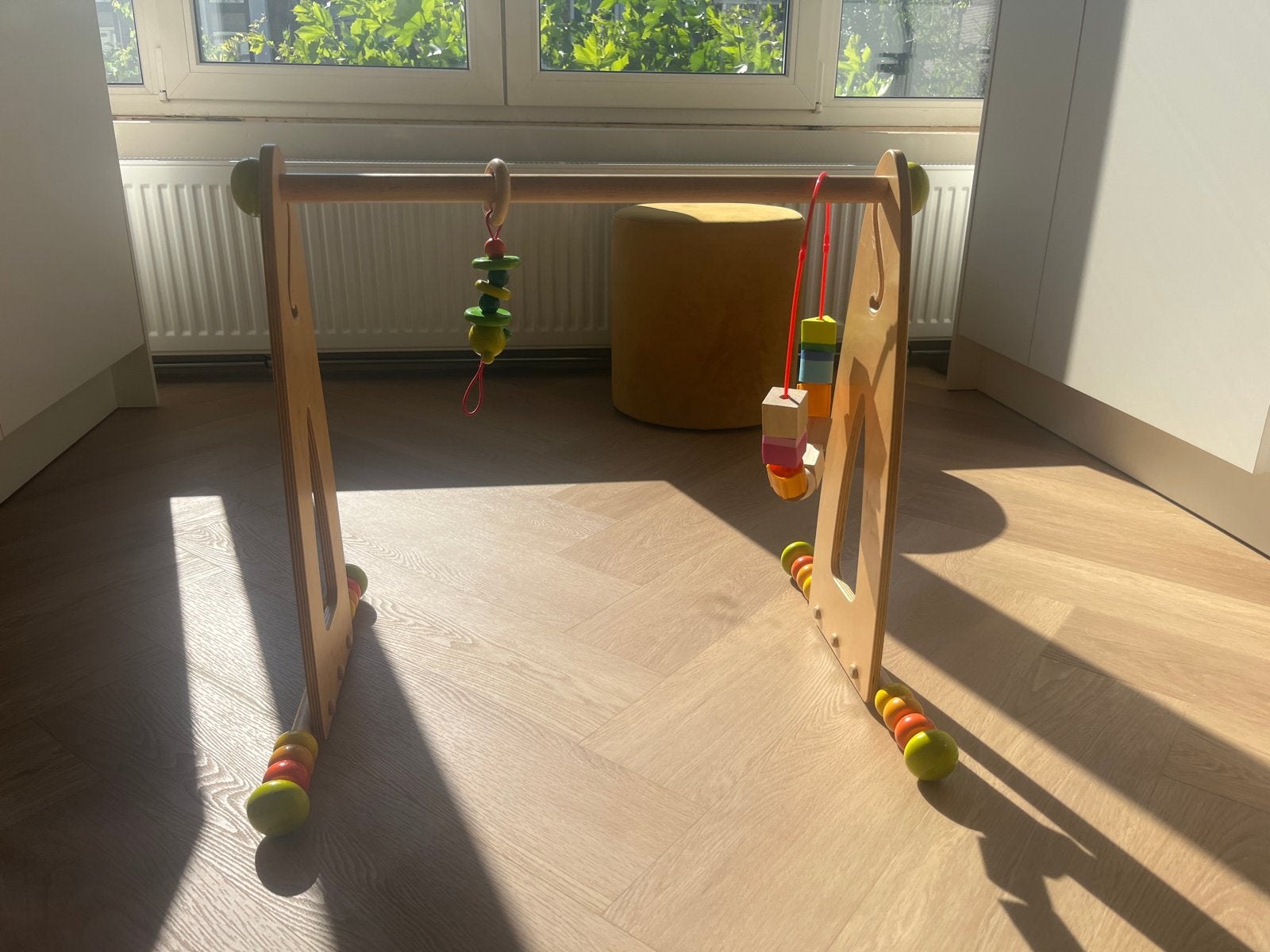 Houten Babygym met Speeltjes - HABA, Ophalen, Zo goed als nieuw, Babygym, Met geluid
