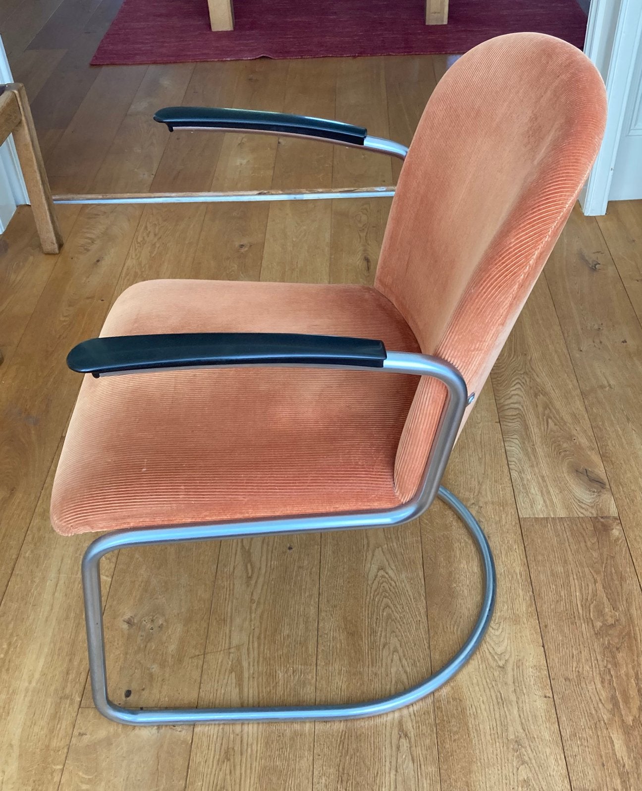 Gispen fauteuil 413 - vintage - roestbruin - mat chroom, Huis en Inrichting, Ophalen, Gebruikt, Bruin, Gispen