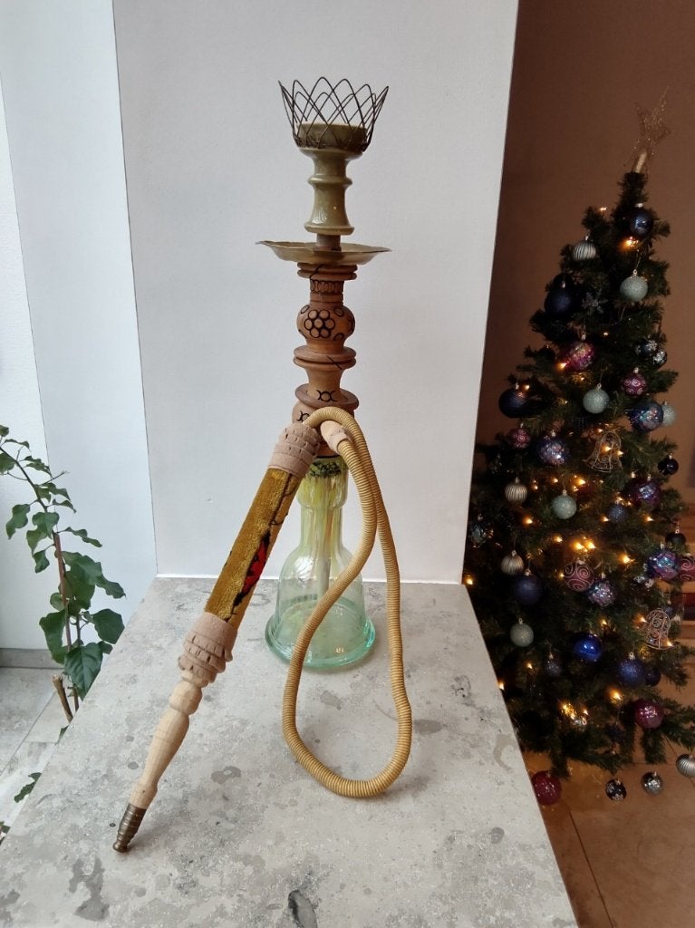 Traditionele waterpijp, shisha, hookah, galion zilver/blauw, Ophalen of Verzenden, Zo goed als nieuw, Sigarenbandjes