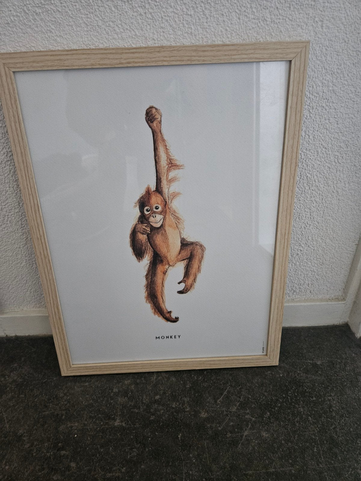 Leuk schilderij met aap voor kinderkamer, Ophalen of Verzenden