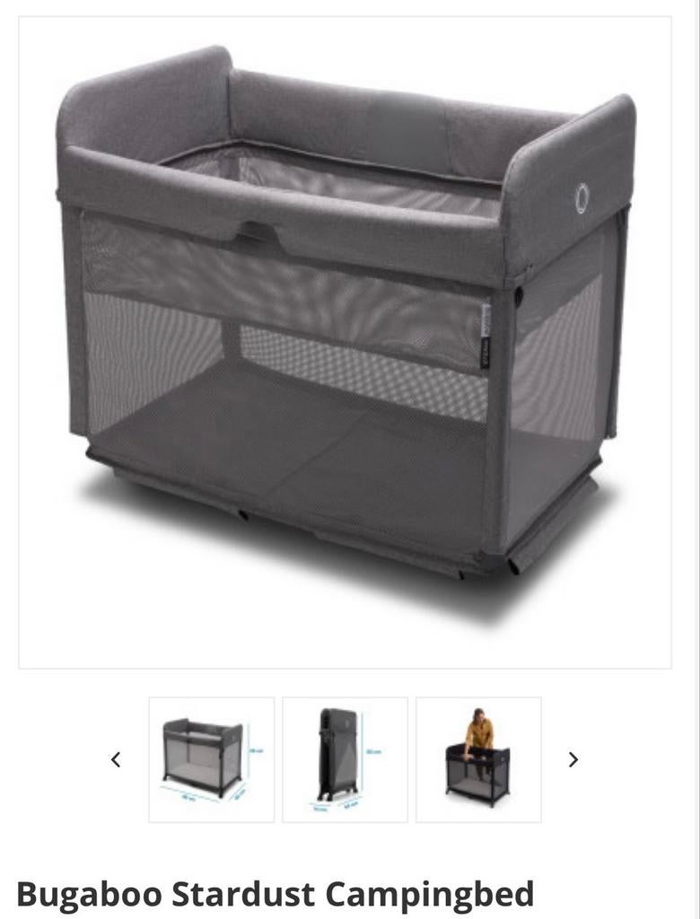 Bugaboo Stardust Campingbed - Grijs, Ophalen of Verzenden, Zo goed als nieuw