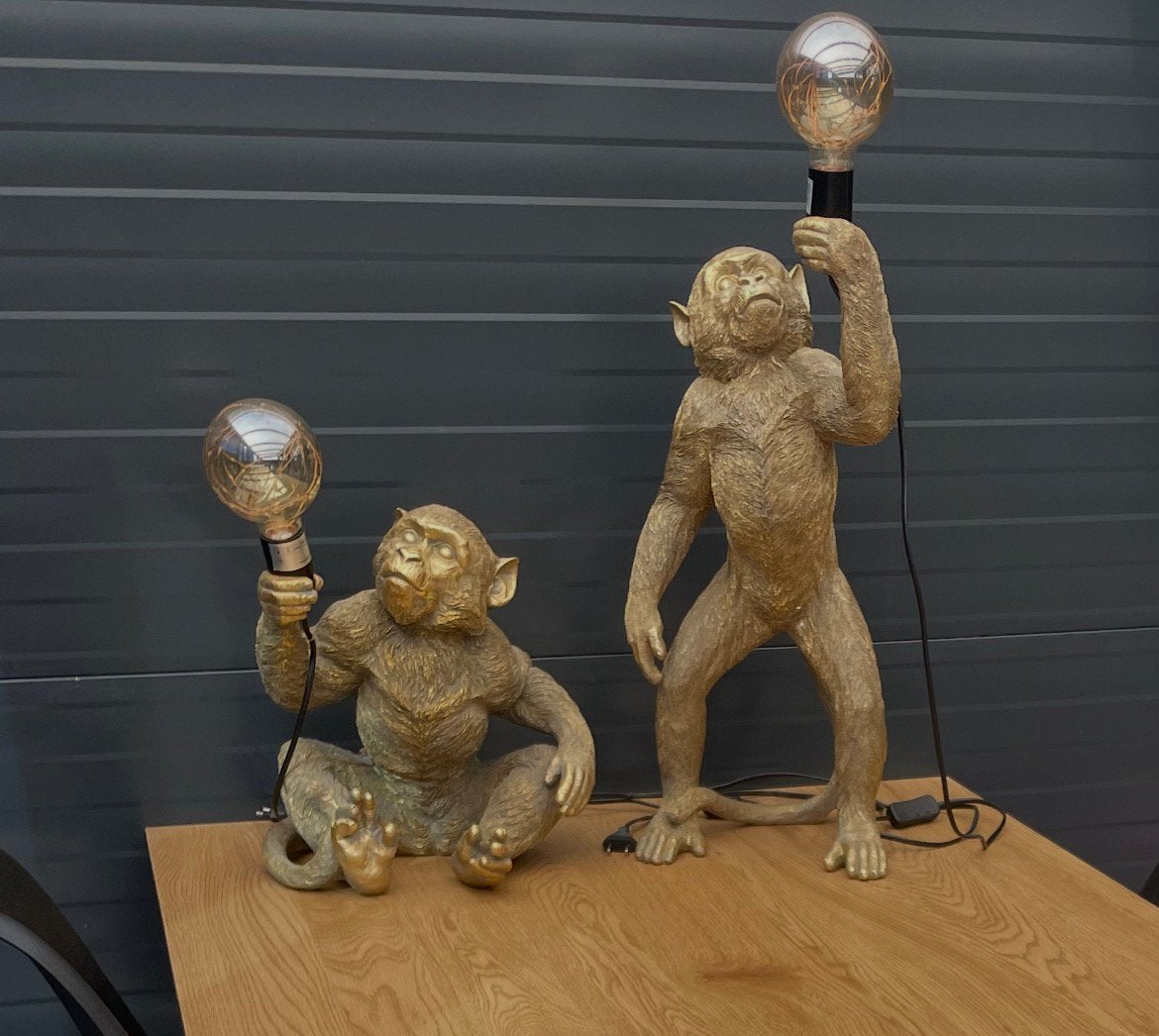 Gouden apen lampen set van 2, Ophalen, Zo goed als nieuw