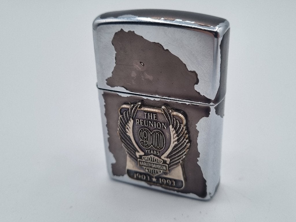 Zippo Harley Davidson 90th Anniversary 1992 Aansteker, Verzenden, Zo goed als nieuw, Aansteker