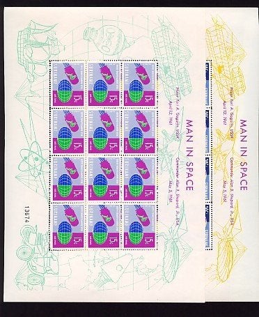 Suriname Luchtpost V33/4 postfris Ruimtevaart 1961, Postzegels en Munten, Postzegels | Suriname, Ophalen of Verzenden, Postfris
