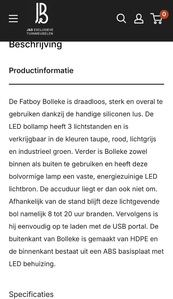 Fatboy Bolleke Lamp, Ophalen, Kunststof, Gebruikt, Batterij
