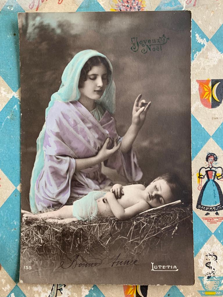 Joyeux Noël - Maria en baby Jezus (EL), Ophalen of Verzenden, Voor 1920, Gelopen, Feest(dag)