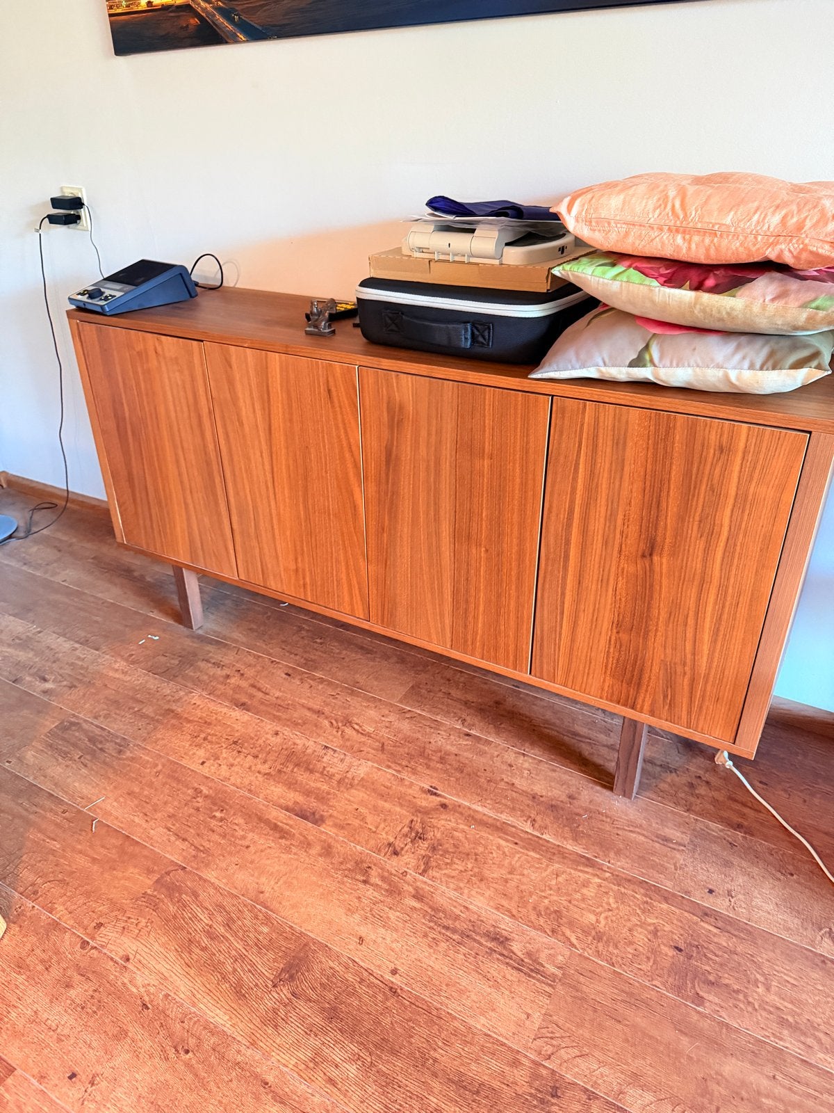 Vintage dressoir met lades en deuren, Gebruikt, 100 tot 150 cm, Ophalen of Verzenden, Met lade(s)