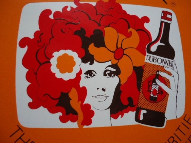 sticker oud DUBONNET WIJN flowerpower frankrijk france strip, Verzenden, Zo goed als nieuw