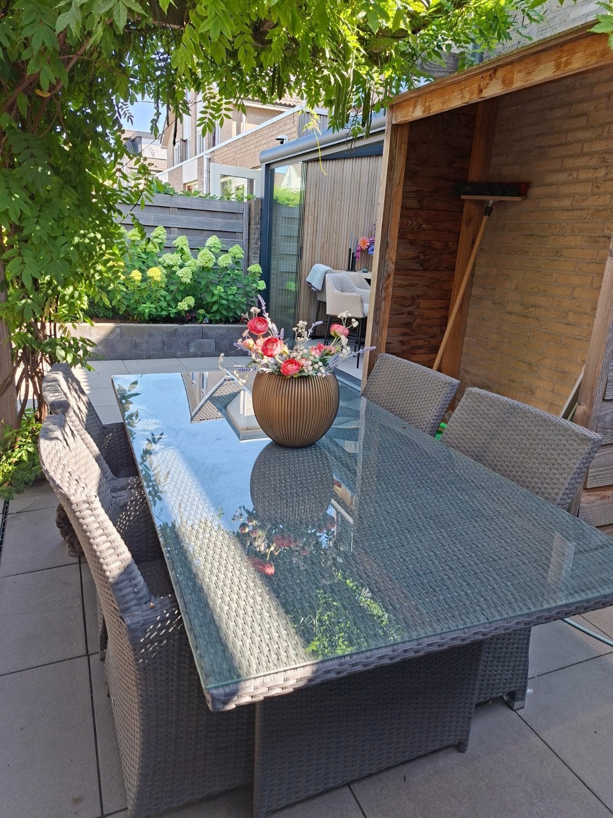 hartman tuinset 4 stoelen inclusief kussens, Tuin en Terras, Ophalen, 4 zitplaatsen, Kunststof, Gebruikt