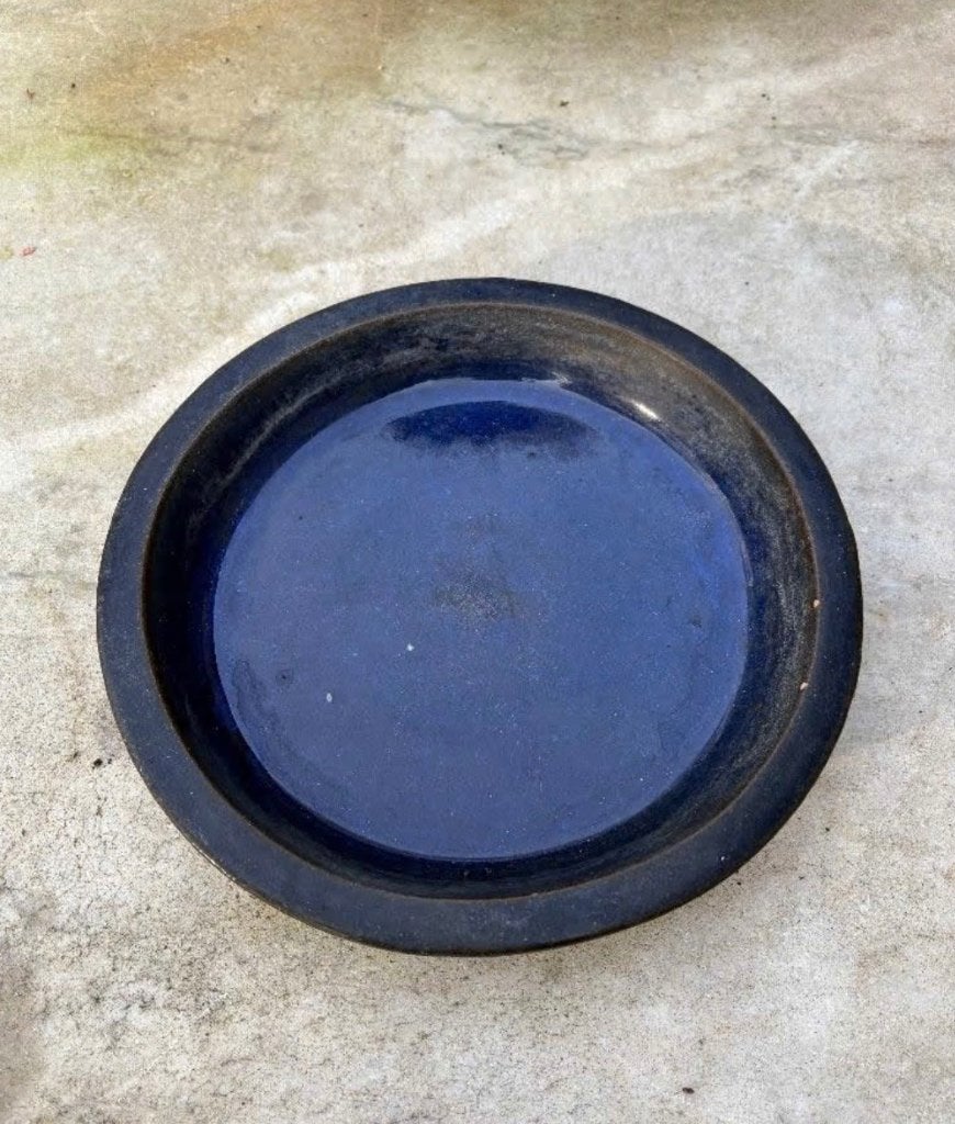 Blauwe schaal voor onder bloempot 20 cm doorsnee onderzetter, Gebruikt, Steen/keramiek, Ophalen of Verzenden, Blauw